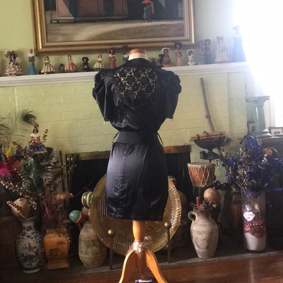 Black Zip Front Dress with Belt - Picture 3 of 3